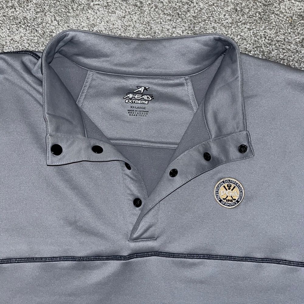 Thick T-neck snap yoke pullover PGA Professional fleece gray Golf sweatshirt